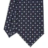 CRAVATTA SARTORIALE CLASSICA IN SETA BLU SCURO Microfantasia fiore