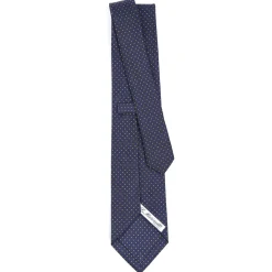CRAVATTA SARTORIALE CLASSICA IN SETA BLU SCURO Pois