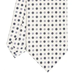 CRAVATTA SARTORIALE CLASSICA IN SETA BIANCA Microfantasia fiore