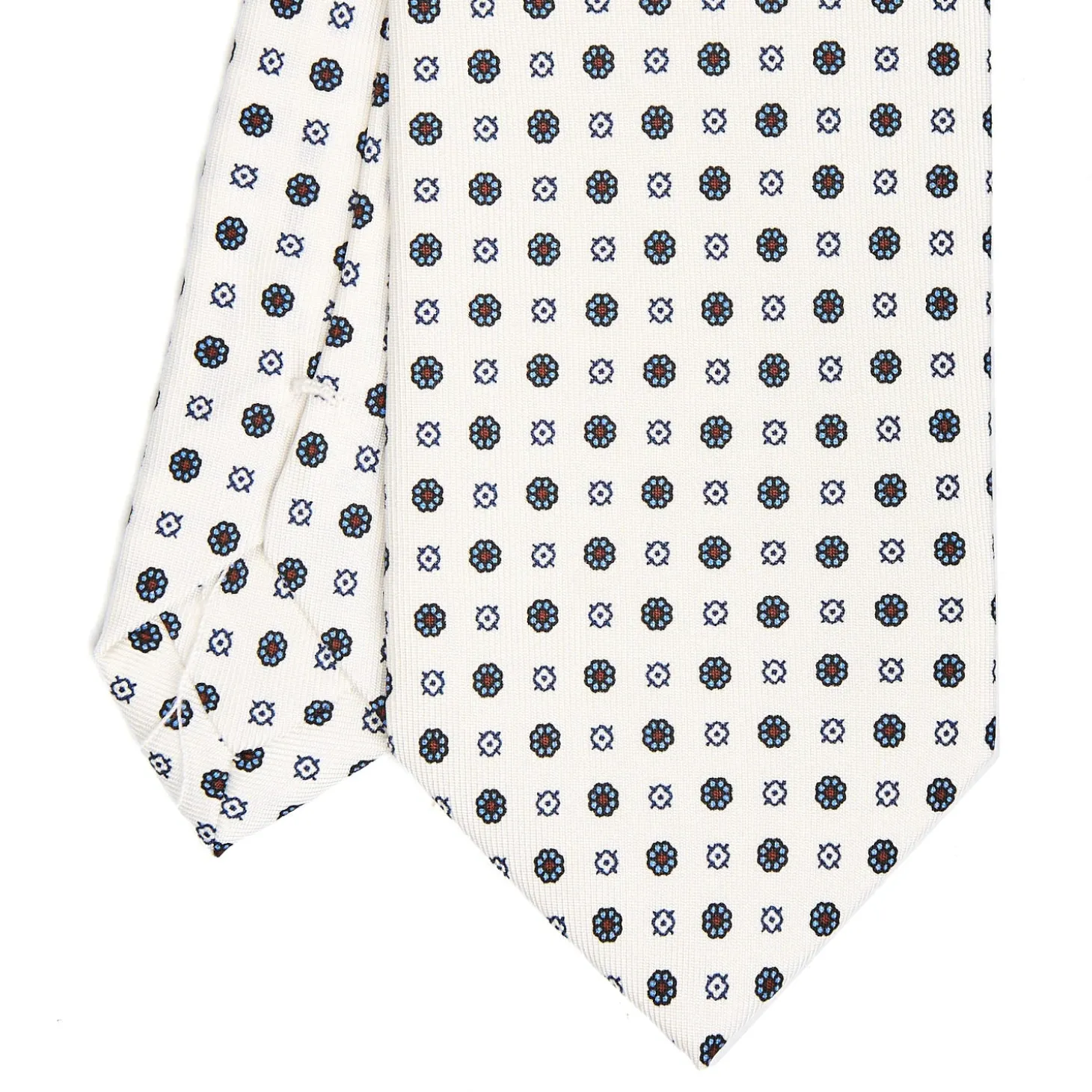 CRAVATTA SARTORIALE CLASSICA IN SETA BIANCA Microfantasia fiore