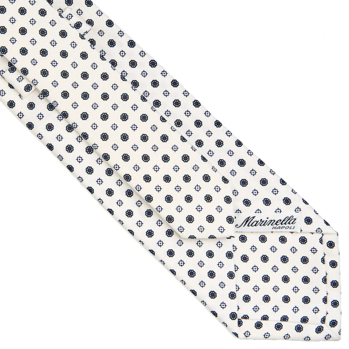CRAVATTA SARTORIALE CLASSICA IN SETA BIANCA Microfantasia fiore