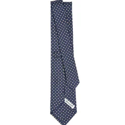 CRAVATTA SARTORIALE CLASSICA IN SETA BLU SCURO Microfantasia fiore