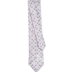 CRAVATTA SARTORIALE CLASSICA IN SETA GRIGIO CHIARO Microfantasia fiore