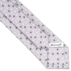 CRAVATTA SARTORIALE CLASSICA IN SETA GRIGIO CHIARO Microfantasia fiore