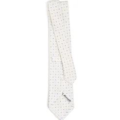 CRAVATTA SARTORIALE CLASSICA IN SETA BIANCA Microfantasia fiore