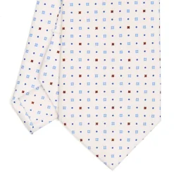 CRAVATTA SARTORIALE CLASSICA IN SETA BIANCA Microfantasia fiore