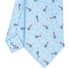 CRAVATTA SARTORIALE CLASSICA IN SETA AZZURRA Disegno natalizio