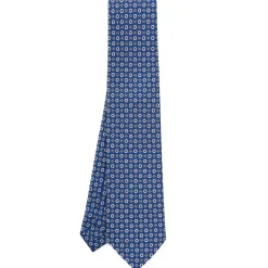 CRAVATTA SARTORIALE CLASSICA IN SETA BLU Microfantasia fiore