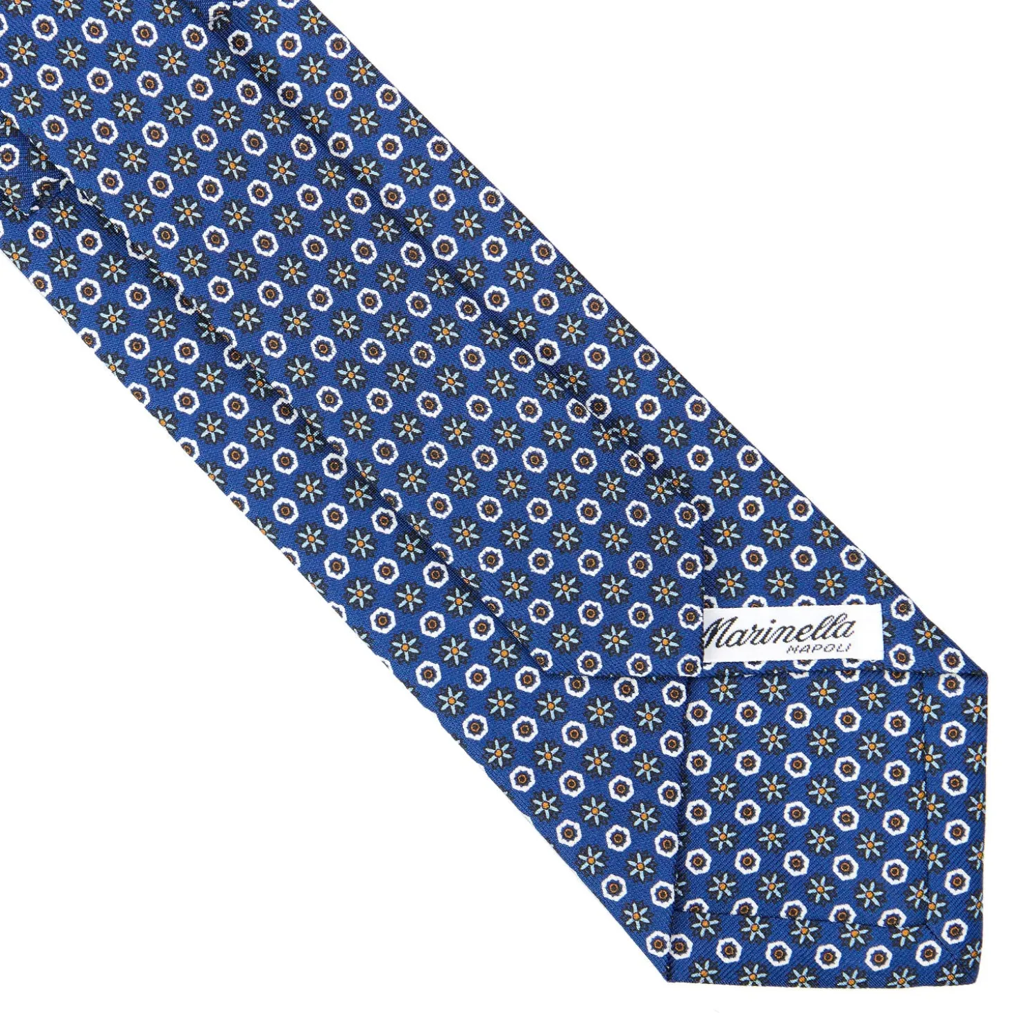 CRAVATTA SARTORIALE CLASSICA IN SETA BLU Microfantasia fiore