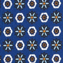 CRAVATTA SARTORIALE CLASSICA IN SETA BLU Microfantasia fiore