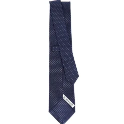 CRAVATTA SARTORIALE CLASSICA IN SETA BLU SCURO Pois