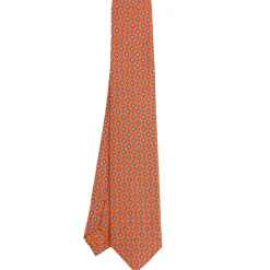 CRAVATTA SARTORIALE 7 CM IN SETA ARANCIONE Microfantasia fiore