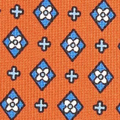 CRAVATTA SARTORIALE 7 CM IN SETA ARANCIONE Microfantasia fiore