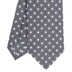 CRAVATTA SARTORIALE 7 CM IN SETA GRIGIO SCURO Microfantasia fiore