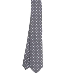 CRAVATTA SARTORIALE 7 CM IN SETA GRIGIO SCURO Microfantasia fiore