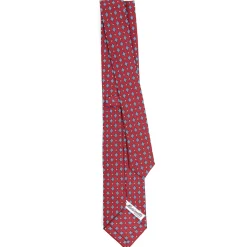 CRAVATTA SARTORIALE 7 CM IN SETA BORDEAUX Microfantasia fiore