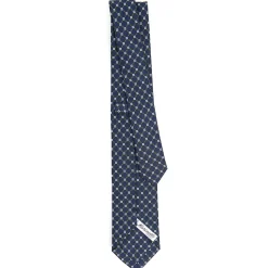 CRAVATTA SARTORIALE 7 CM IN SETA BLU SCURO Microfantasia fiore