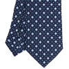 CRAVATTA SARTORIALE 7 CM IN SETA BLU SCURO Microfantasia fiore