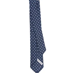 CRAVATTA SARTORIALE 7 CM IN SETA BLU SCURO Microfantasia fiore
