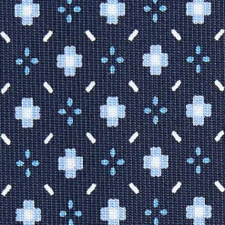 CRAVATTA SARTORIALE 7 CM IN SETA BLU SCURO Microfantasia fiore