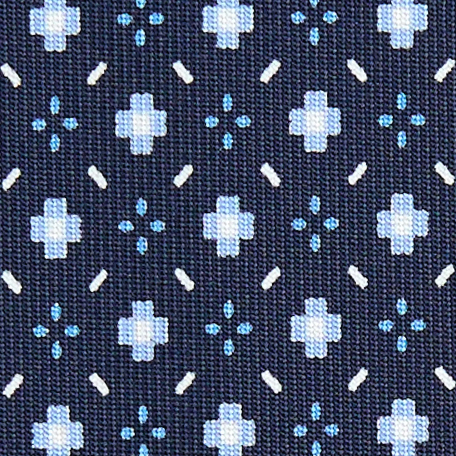 CRAVATTA SARTORIALE 7 CM IN SETA BLU SCURO Microfantasia fiore