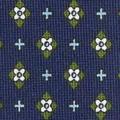 CRAVATTA SARTORIALE 7 CM IN SETA BLU SCURO Microfantasia fiore