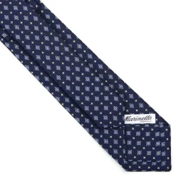 CRAVATTA SARTORIALE 7 CM IN SETA BLU SCURO Microfantasia fiore
