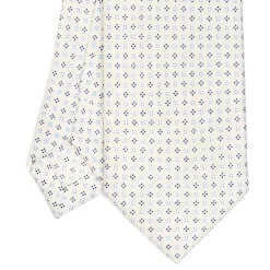 CRAVATTA SARTORIALE 7 CM IN SETA BIANCA Microfantasia fiore