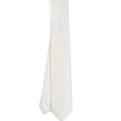 CRAVATTA SARTORIALE 7 CM IN SETA BIANCA Microfantasia fiore
