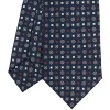 CRAVATTA SARTORIALE 7 CM IN SETA BLU SCURO Microfantasia fiore