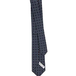 CRAVATTA SARTORIALE 7 CM IN SETA BLU SCURO Microfantasia fiore