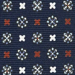 CRAVATTA SARTORIALE 7 CM IN SETA BLU SCURO Microfantasia fiore