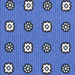 CRAVATTA SARTORIALE 7 CM IN SETA AZZURRO POLVERE Microfantasia fiore
