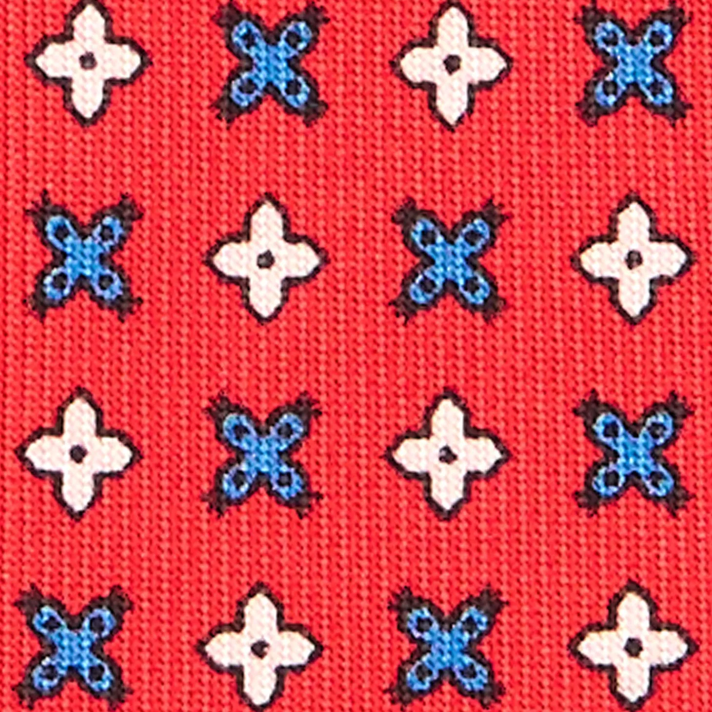 CRAVATTA SARTORIALE 7 CM IN SETA ROSSA Microfantasia fiore