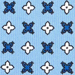 CRAVATTA SARTORIALE 7 CM IN SETA AZZURRA Microfantasia fiore