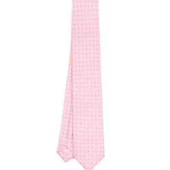CRAVATTA SARTORIALE 7 CM IN SETA ROSA Microfantasia fiore