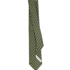 CRAVATTA SARTORIALE 7 CM IN SETA VERDE OLIVA Microfantasia fiore