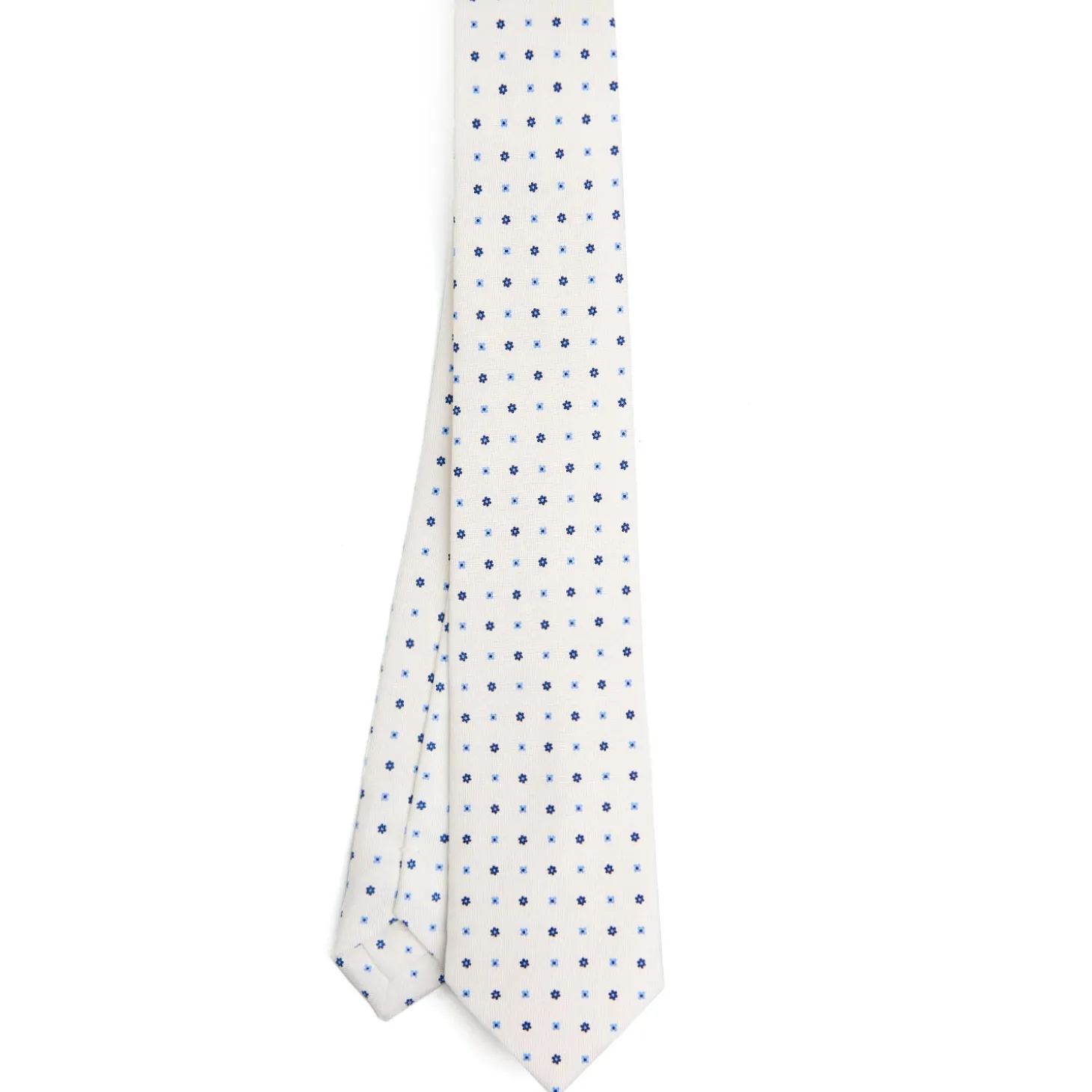 CRAVATTA SARTORIALE 7 CM IN SETA BIANCA Microfantasia fiore