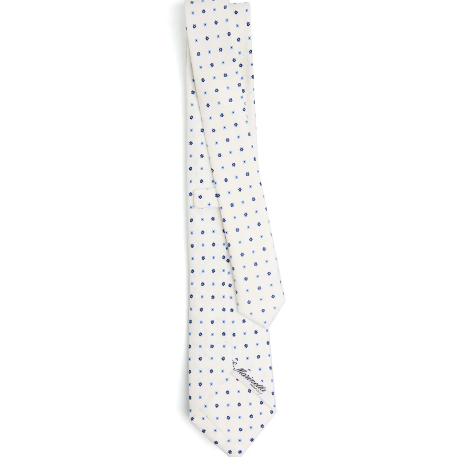 CRAVATTA SARTORIALE 7 CM IN SETA BIANCA Microfantasia fiore