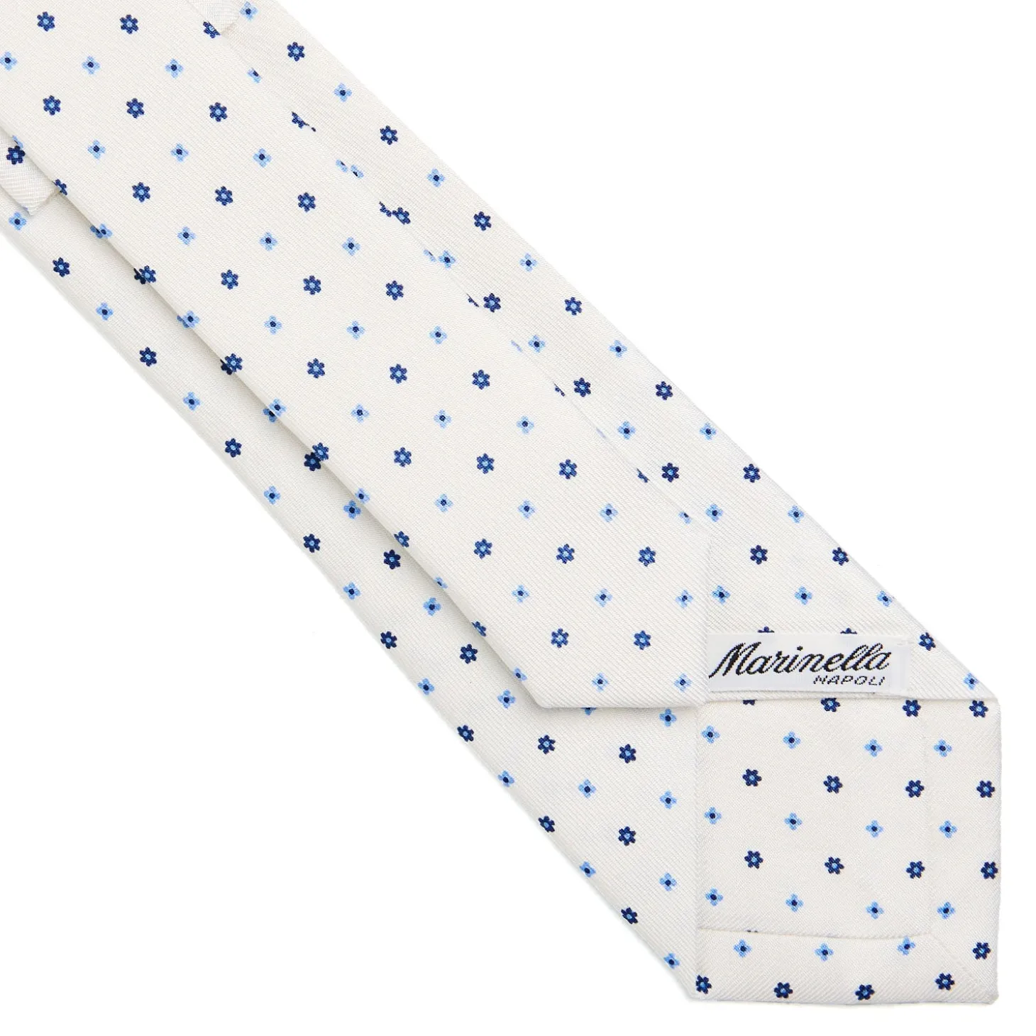 CRAVATTA SARTORIALE 7 CM IN SETA BIANCA Microfantasia fiore