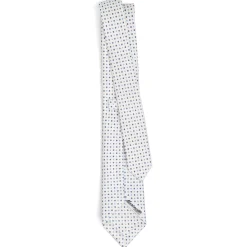 CRAVATTA SARTORIALE 7 CM IN SETA BIANCA Microfantasia fiore