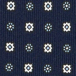 CRAVATTA SARTORIALE 7 CM IN SETA BLU SCURO Microfantasia fiore