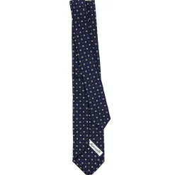 CRAVATTA SARTORIALE 7 CM IN SETA BLU SCURO Microfantasia fiore