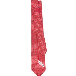 CRAVATTA SARTORIALE 7 CM IN SETA ROSSA Microfantasia fiore