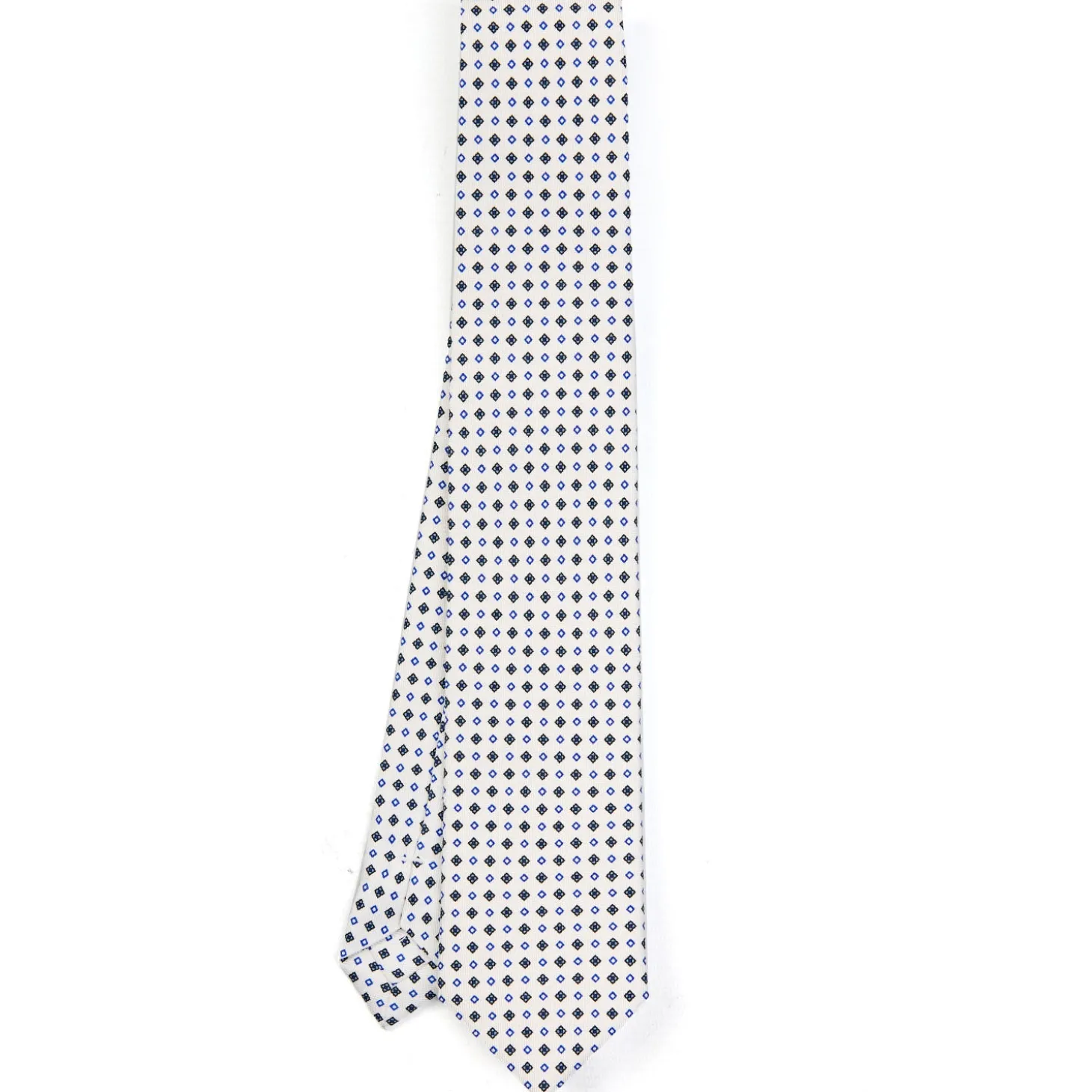 CRAVATTA SARTORIALE 7 CM IN SETA BIANCA Microfantasia fiore