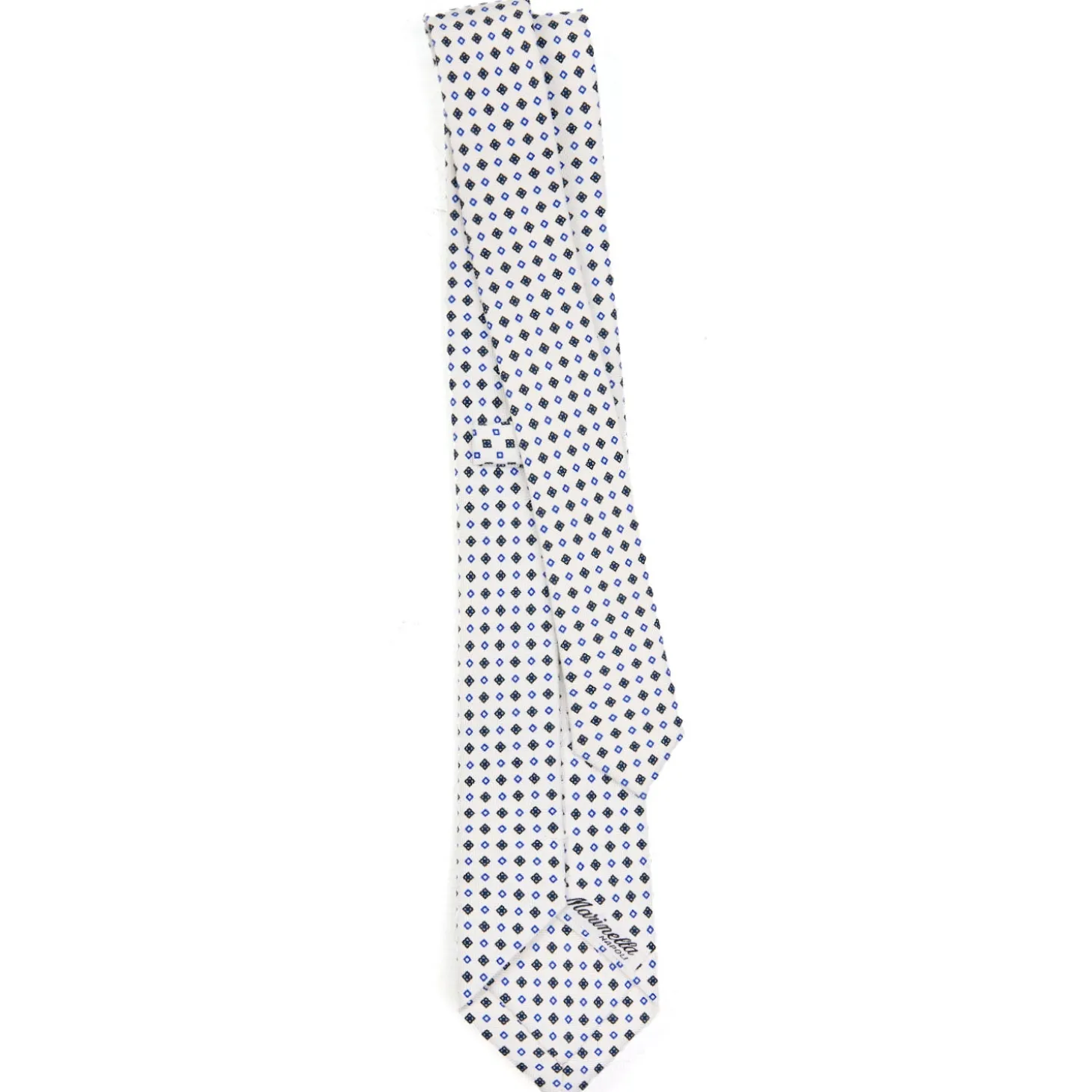 CRAVATTA SARTORIALE 7 CM IN SETA BIANCA Microfantasia fiore