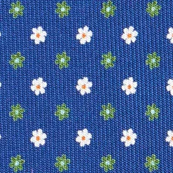 CRAVATTA SARTORIALE 7 CM IN SETA BLU Microfantasia fiore