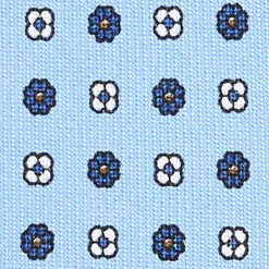 CRAVATTA SARTORIALE 7 CM IN SETA AZZURROMicrofantasia fiore