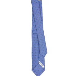 CRAVATTA SARTORIALE 7 CM IN SETA AZZURRO POLVERE Microfantasia fiore