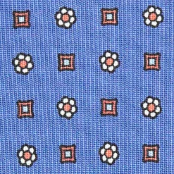 CRAVATTA SARTORIALE 7 CM IN SETA AZZURRO POLVERE Microfantasia fiore